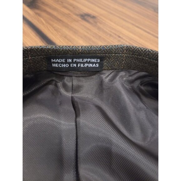 Stafford Lambswool Blazer Sz 43R Green Herringbone Plaid Sport Coat Elevated - Picture 10 of 13